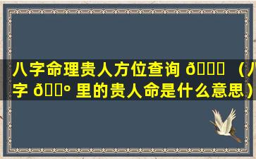 八字命理贵人方位查询 🐋 （八字 🐺 里的贵人命是什么意思）